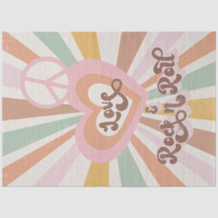 Retro 70er Pink Peace Liebe Rock'n'Roll Decoupage Seidenpapier
