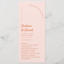 Retro 70er Pink und Orange Wedding Programm