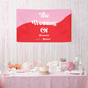 Retro 70er Pink und Red Neon Wedding Banner
