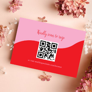 Retro 70er Pink und Red Neon Wedding RSVP Card Karte