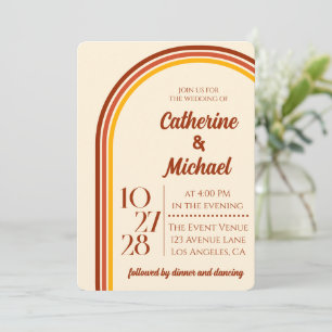 Retro 70er Rainbow Groovy Arch Foto Wedding Einladung