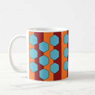 Retro 70er Red Orange Aquamarin Pattern Kaffeetasse