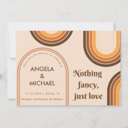 Retro 70er Regenbogen Minimalistischer Brauner Bog Save The Date