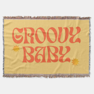 Retro 70er Senfgelb Orange Hippie Groovy Baby Decke