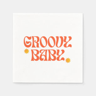 Retro 70er Senfgelb Orange Hippie Groovy Baby Serviette
