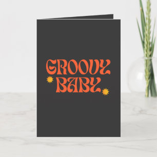 Retro 70er Senfgelb Orange Schwarzer Hippie Groovy Karte
