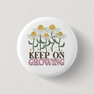 Retro 70er Smiley Face Gänseblümchen Weiter Wachse Button