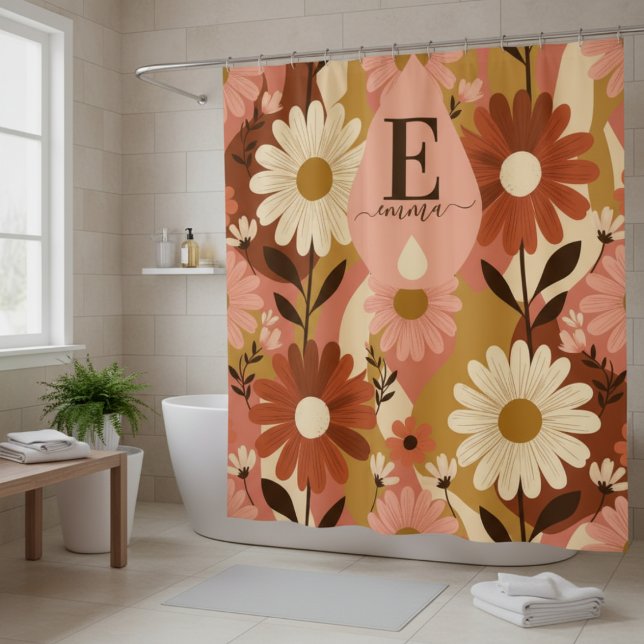 Retro 70er Sommer Blumen-Daisy Benutzername Duschvorhang (Von Creator hochgeladen)