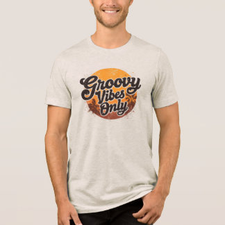 Retro 70er Sonnenuntergang Palmen Groovige Vibes O Tri-Blend Shirt