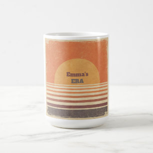 Retro 70er Sonnenuntergangsstreifen Personalisiert Kaffeetasse
