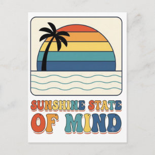 Retro 70er "Sonnige Stimmung" Palme Postkarte
