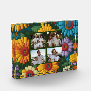 Retro 70er Stil farbenfrohe Daisis Foto-Vorlage Fotoblock