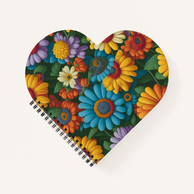 Retro 70er Stil farbenfrohe Gänse Notizbuch (Vorderseite)