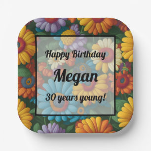 Retro 70er Stil farbenfrohe Gänse Pappteller