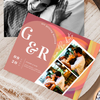 Retro 70er Streifen Arch Save The Date