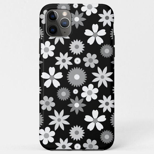 Retro 70er Style Blume Monochrome Big Pattern Case-Mate iPhone Hülle (Rückseite)