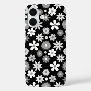 Retro 70er Style Blume Monochrome Muster iPhone 16 Hülle
