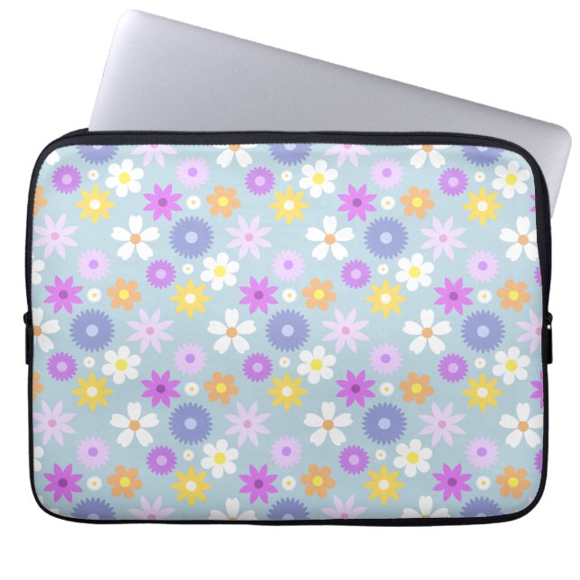Retro 70er Style Blume Muster Pastellfarben Laptopschutzhülle (Vorderseite)