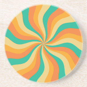 Retro 70er Sunburst farbenfroher Hintergrund Getränkeuntersetzer
