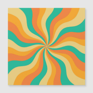 Retro 70er Sunburst farbenfroher Hintergrund Magnetkarte