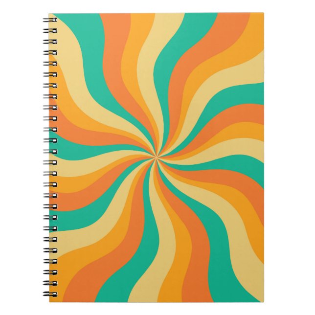 Retro 70er Sunburst farbenfroher Hintergrund Notizblock (Vorderseite)