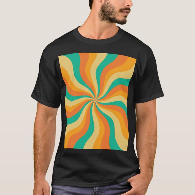 Retro 70er Sunburst farbenfroher Hintergrund T-Shirt (Vorderseite)