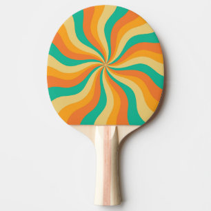 Retro 70er Sunburst farbenfroher Hintergrund Tischtennis Schläger