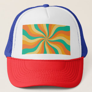Retro 70er Sunburst farbenfroher Hintergrund Truckerkappe