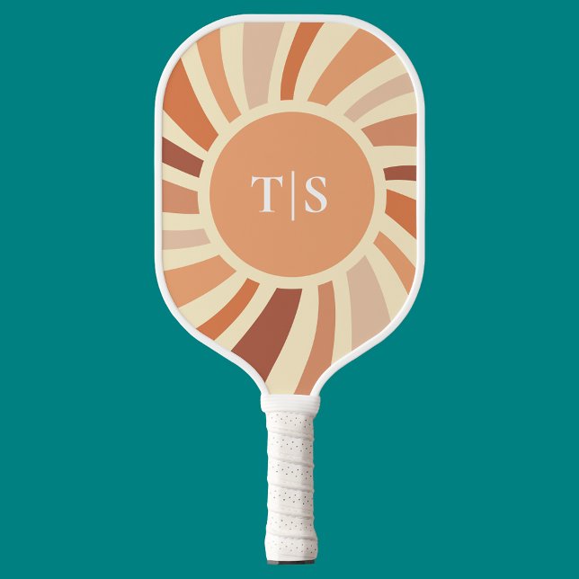 Retro 70er Sunburst Monogramm Pickleball Schläger (Retro 70s Sunburst Monogram Pickleball Paddle
)