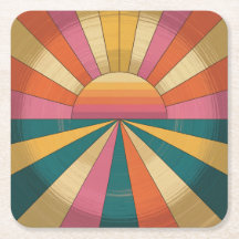 Retro 70er Sunset Untersetzer Set