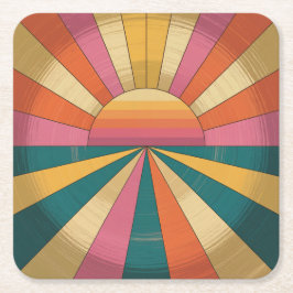 Retro 70er Sunset Untersetzer Set
