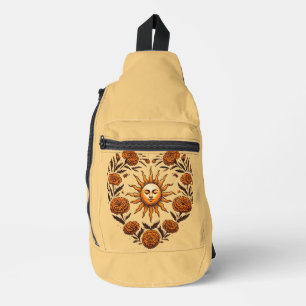 Retro 70er Sunshine und Marigolds Crossbody Bag