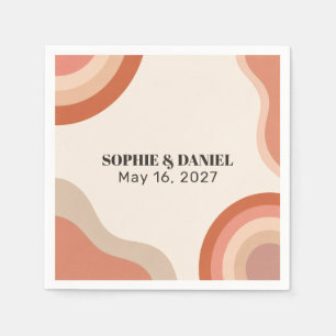Retro 70er Terrakotta Groovy Hochzeitspapier Serviette