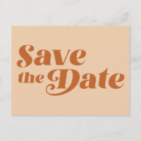 Retro 70er Typografie in Terracotta Save the Date 
