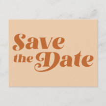 Retro 70er Typografie in Terracotta Save the Date 