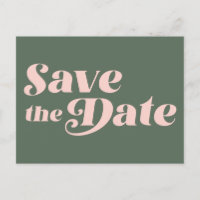 Retro 70er Typografie Rosa und Grün Save the Date