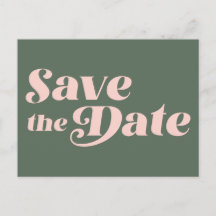 Retro 70er Typografie Rosa und Grün Save the Date
