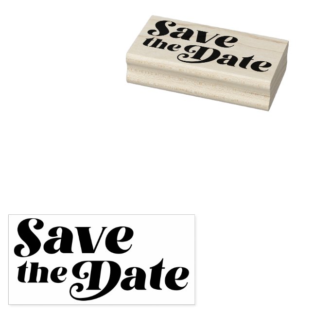 Retro 70er Typografy Wedding Save the Date Gummistempel (Stempel)