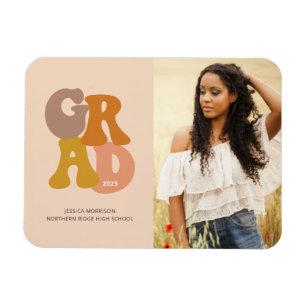 Retro 70er Vibe Foto Abschluss Ankündigung Magnet