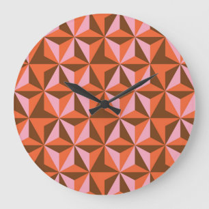 Retro 70er: Vintage-Muster-Hintergrund Große Wanduhr