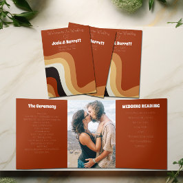 Retro 70er Vintage Wedding Dreifach-gefaltete Programmkarte