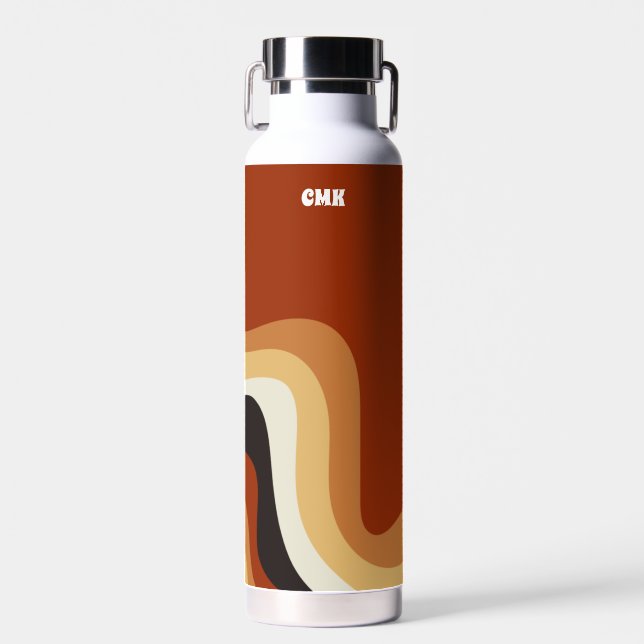 Retro 70er Wavy Burnt Orange Personalisiert Hippie Trinkflasche (Vorne)