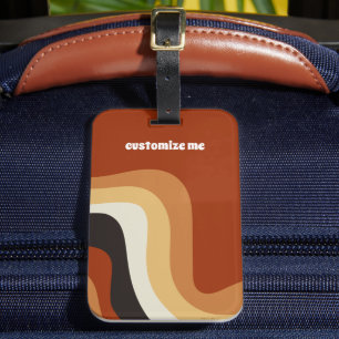 Retro 70er Wavy Orange Groovy Hippie Personalisier Gepäckanhänger