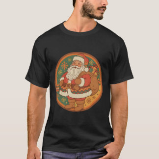 Retro 70er Weihnachtsmann Warme Töne T-Shirt
