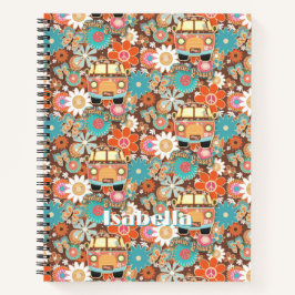 RETRO 70s 60s Hippy Van Feeling Groovy Floral Name Notizbuch