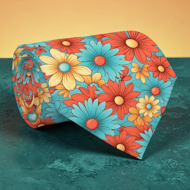 Retro 70s Classic Flowers Groovy Custom Necktie Krawatte (Von Creator hochgeladen)
