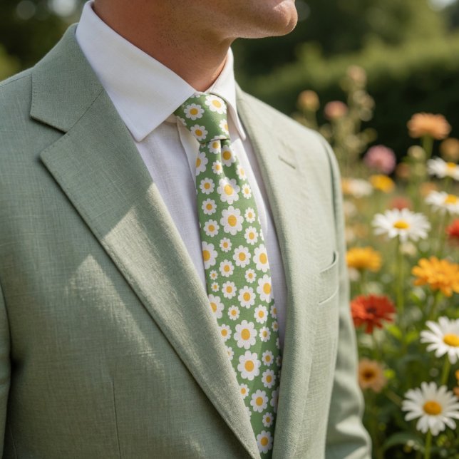 Retro 70s Daisy Dreams Gradient Floral Krawatte (Von Creator hochgeladen)