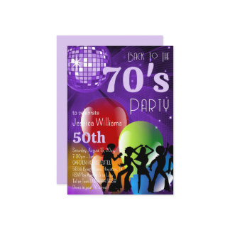 Retro 70's Disco Ball & Balloons Geburtstagsparty Einladung