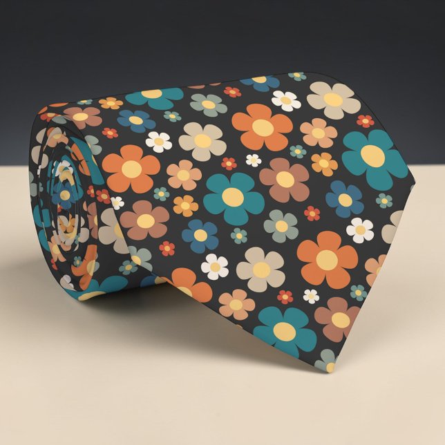 Retro 70s Flower Classic Custom Necktie Krawatte (Von Creator hochgeladen)