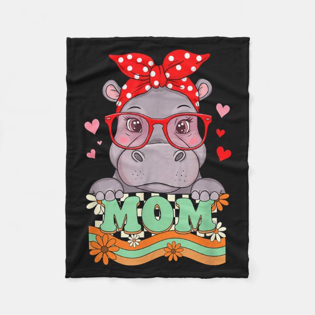 Retro 70s Flower Hip Mom Mama Grandma Mother's Day Fleecedecke (Vorderseite)